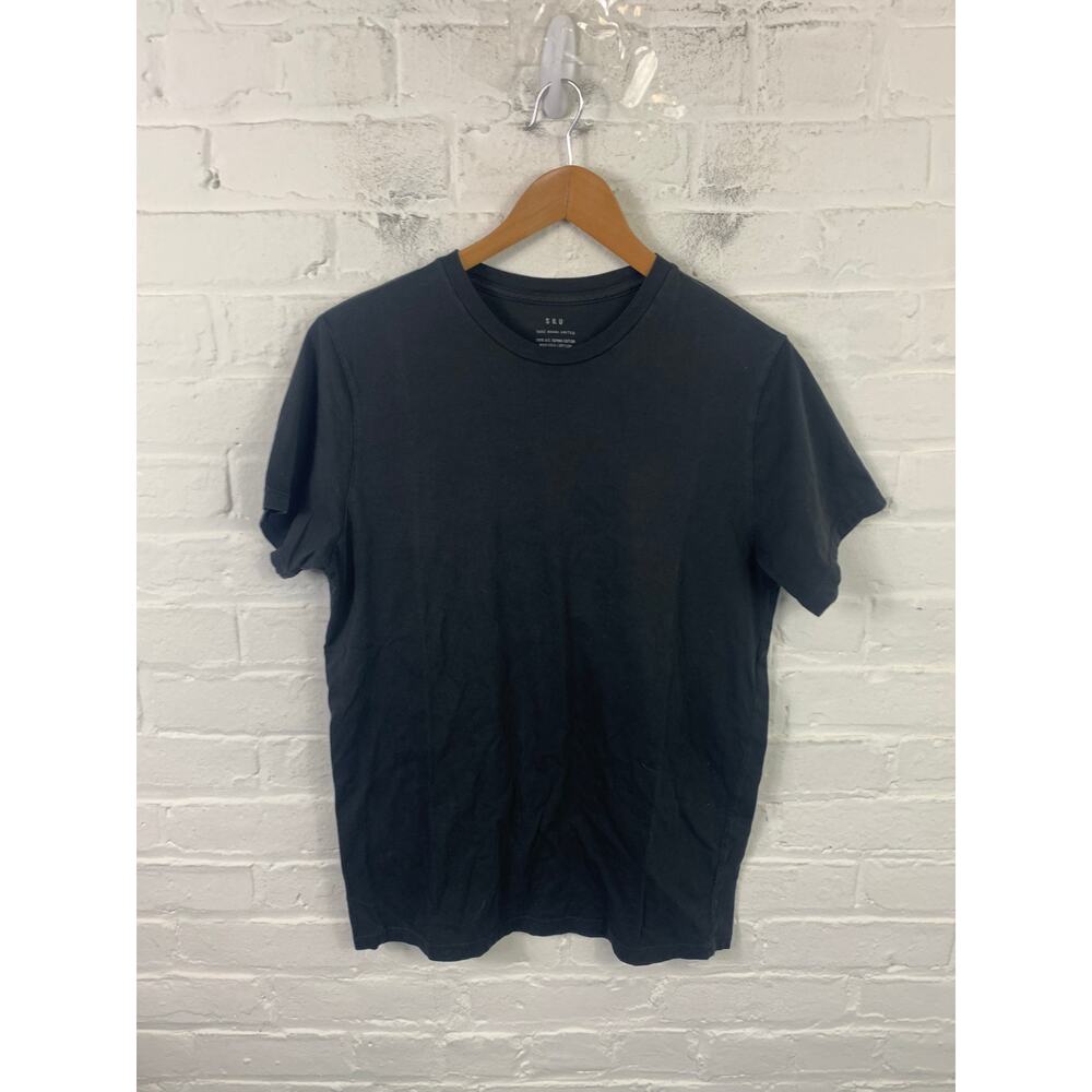 SKU Women's Crew-Neck T-Shirt Short Sleeve Cotton Regular Fit Black Size S